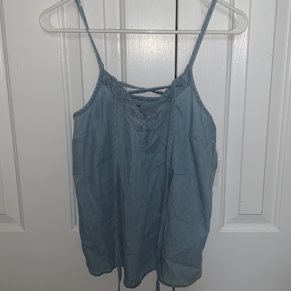 *NWT* Charlotte Russe chambray lace up tank